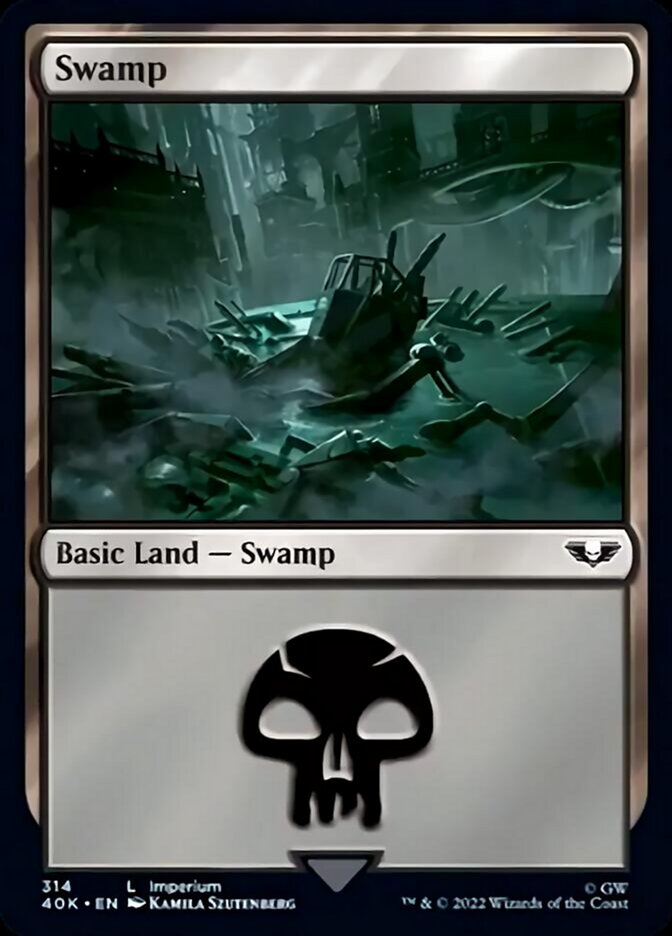 Swamp (314) (Surge Foil) [Warhammer 40,000] | Boutique FDB TCG