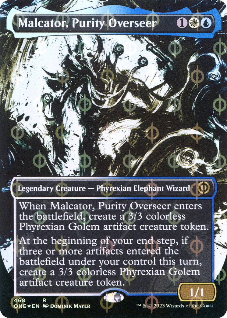 Malcator, Purity Overseer (Borderless Ichor Step-and-Compleat Foil) [Phyrexia: All Will Be One] | Boutique FDB TCG