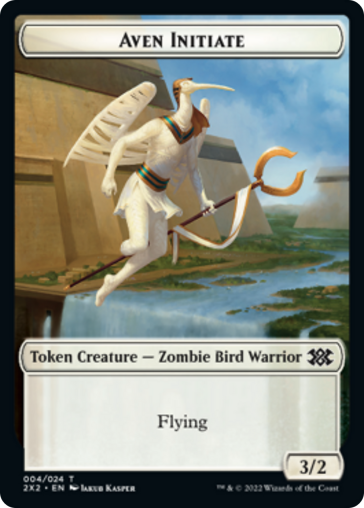 Worm // Aven Initiate Double-Sided Token [Double Masters 2022 Tokens] | Boutique FDB TCG