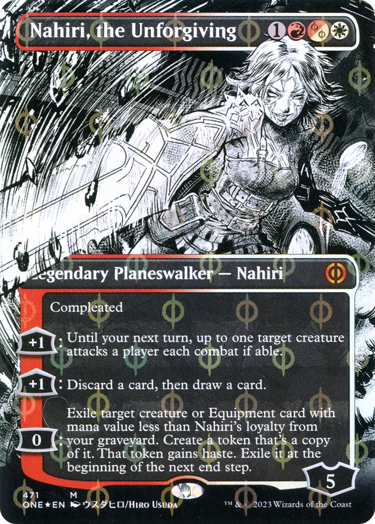 Nahiri, the Unforgiving (Borderless Manga Step-and-Compleat Foil) [Phyrexia: All Will Be One] | Boutique FDB TCG