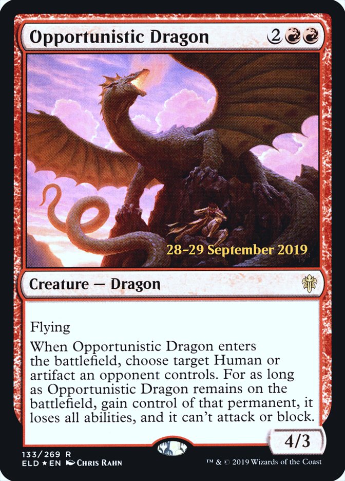 Opportunistic Dragon [Throne of Eldraine Prerelease Promos] | Boutique FDB TCG